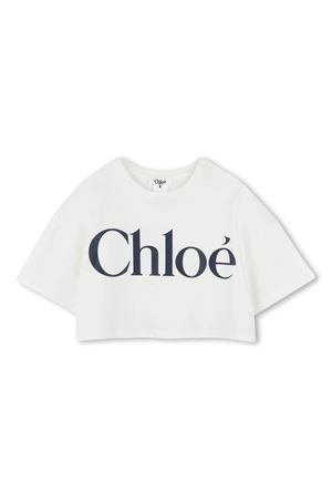 T-shirt crop in cotone biologico bianco CHLOE' KIDS | C20486117